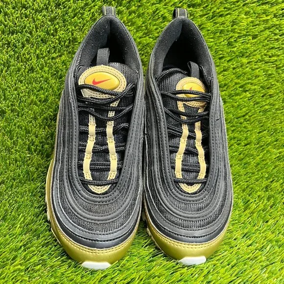 Nike Air Max 97 QS Boys Size 5.5Y Gold Black Walking Running Shoes Sneakers - Picture 5 of 10